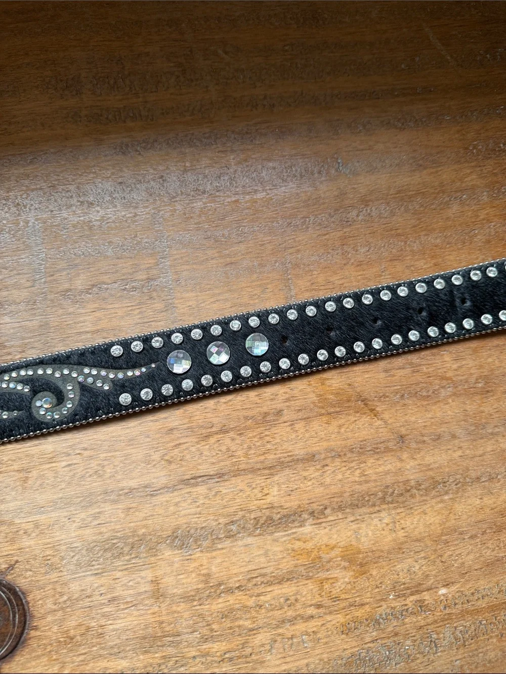 Studded Black Western Belt with Silver Buckle